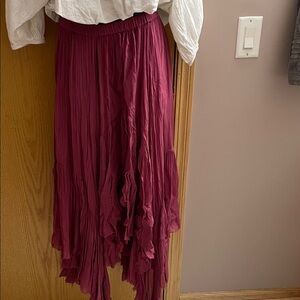 Elegant Asymmetrical Burgundy Skirt